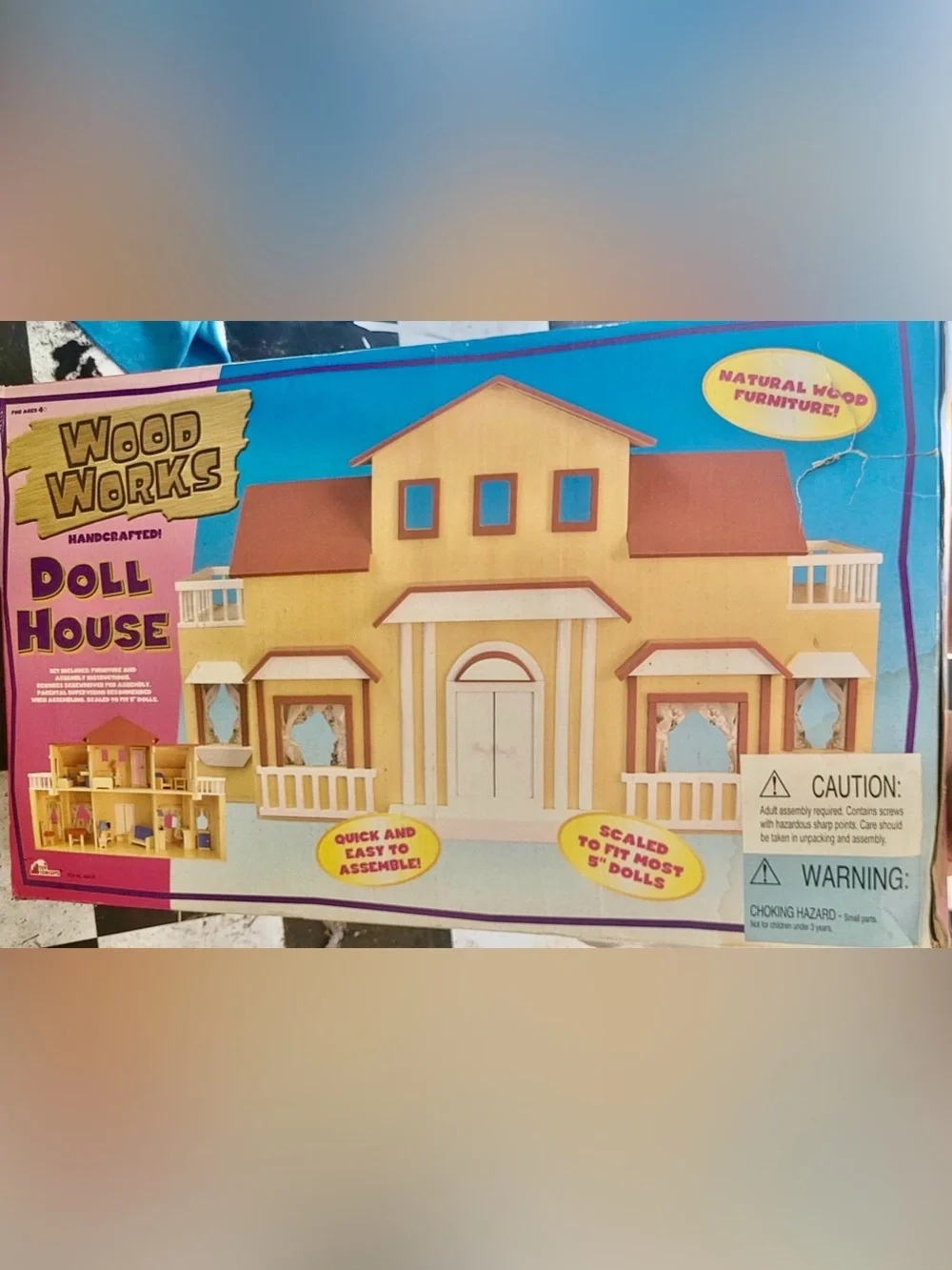 Vtg Toy Concepts Wood Works Handcrafted Wooden Dollhouse Kit Boxed 5